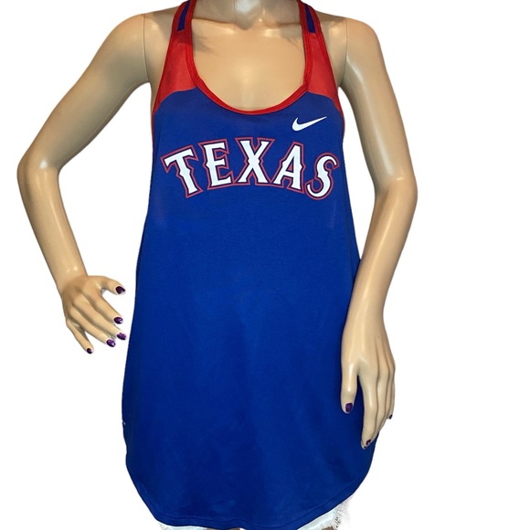 Women's Nike Texas Rangers MLB Royal Wordmark Legend Tank Top Shirt Size Medium - Picture 2 of 8